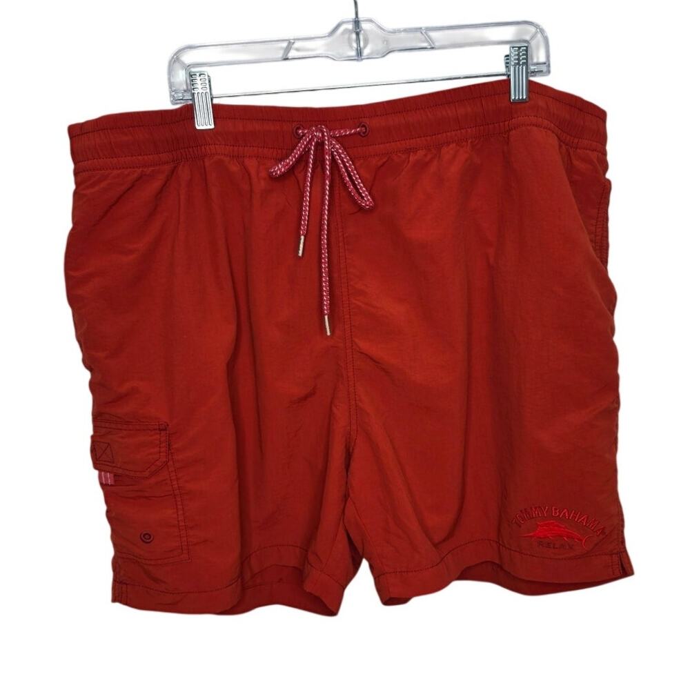 Tommy Bahama Relax Swim Trunks Shorts Red Orange Men's XXL Mesh Lined Beach